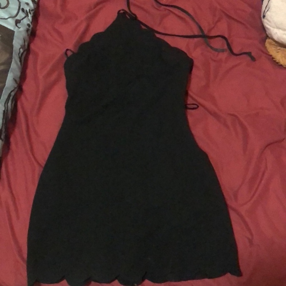Halter tie black dress